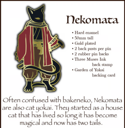 Nekomata preview hard enamel pin by Three Muses Ink.